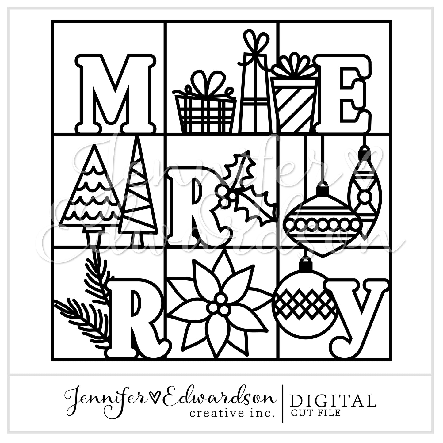Merry Grid Cut File