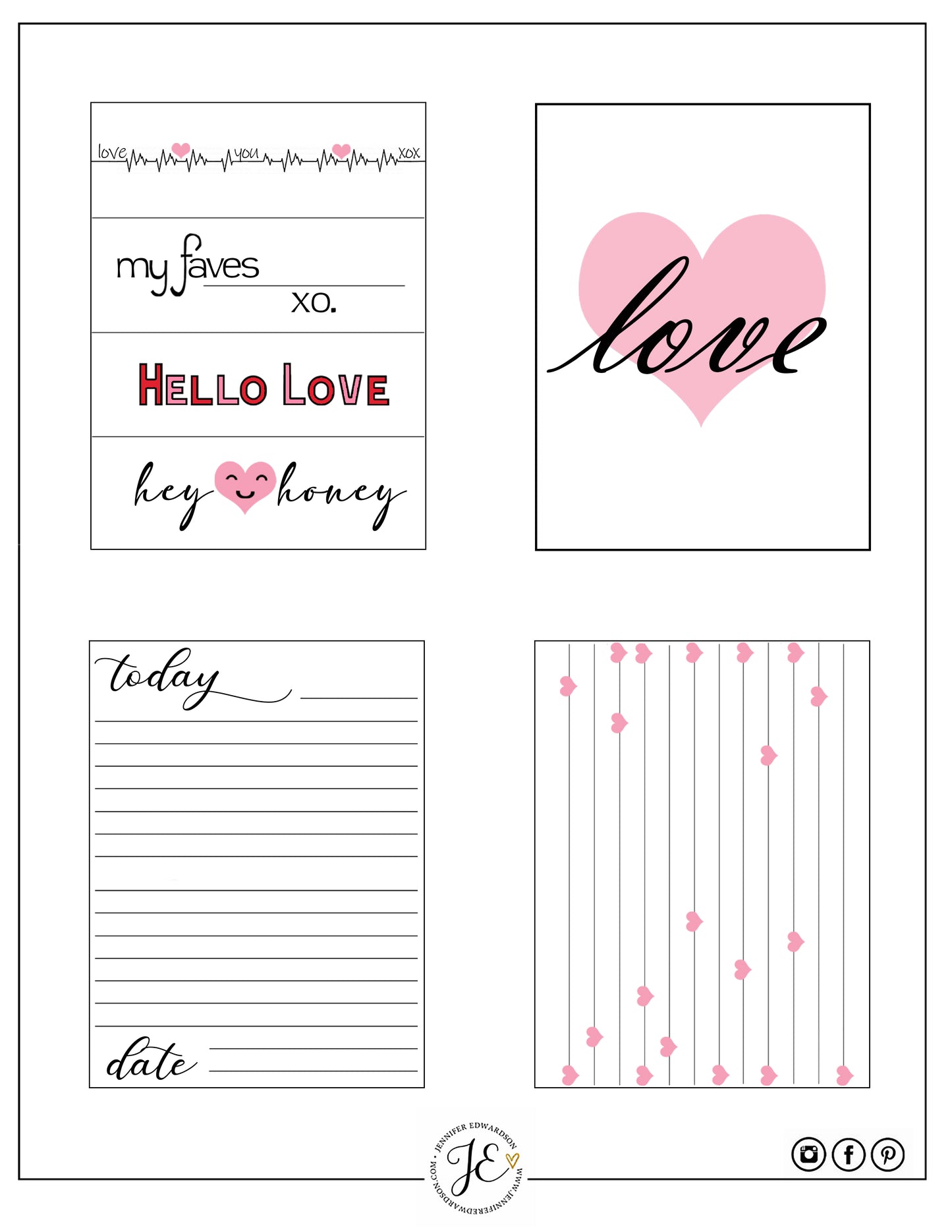 'Love You more' Journal Cards