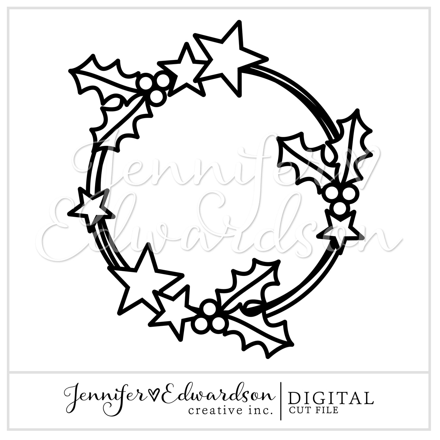 HOLLY & STAR WREATH Cut File