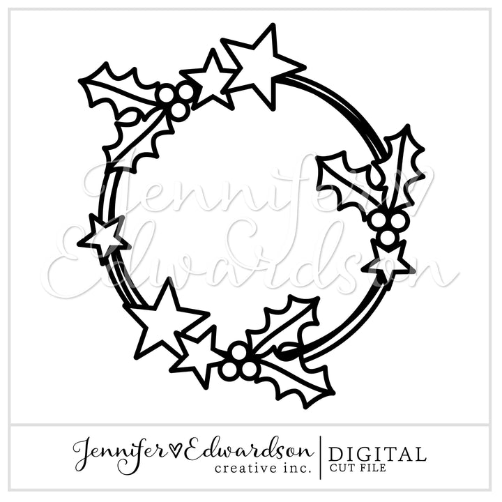 HOLLY & STAR WREATH Cut File