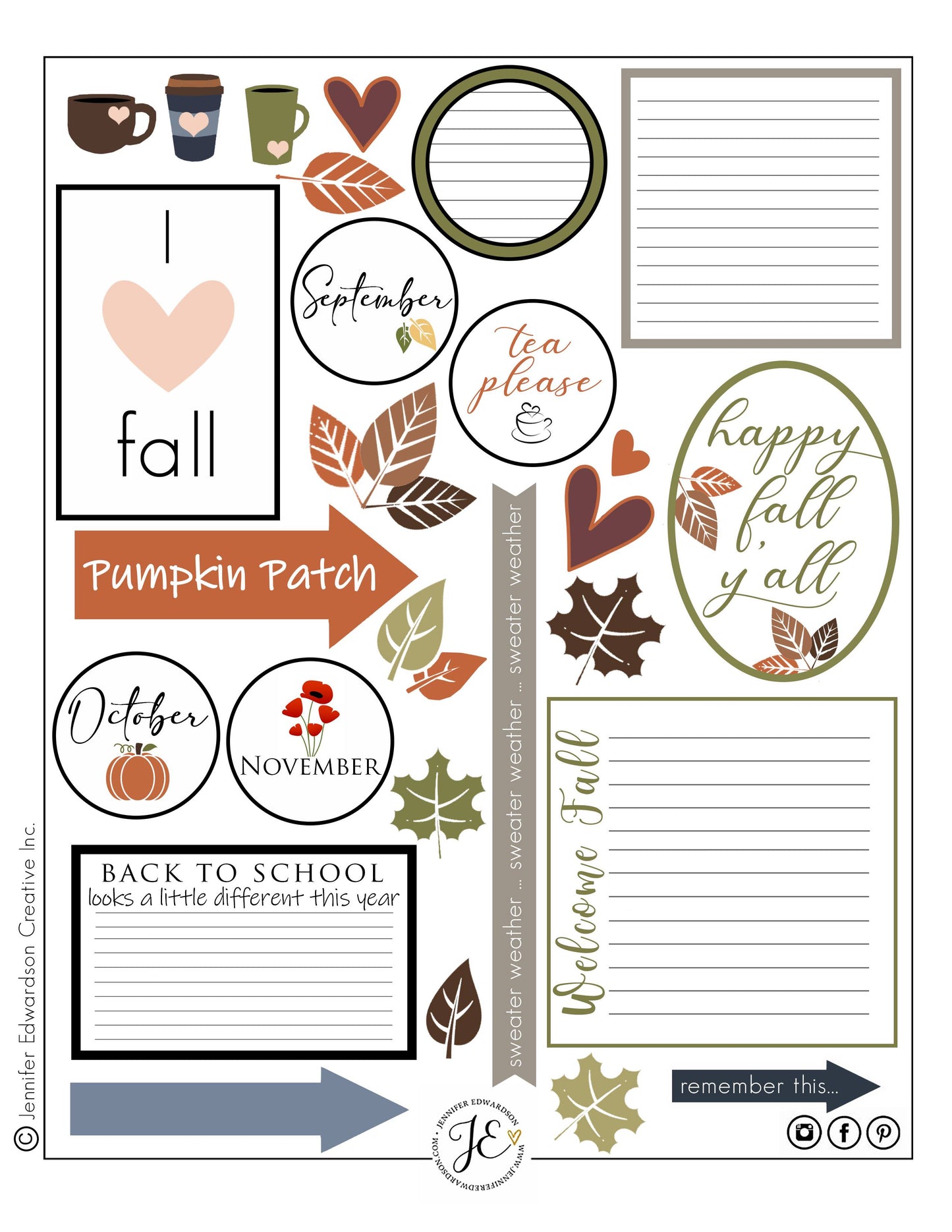 Fall Printable - Cards & Cut Outs