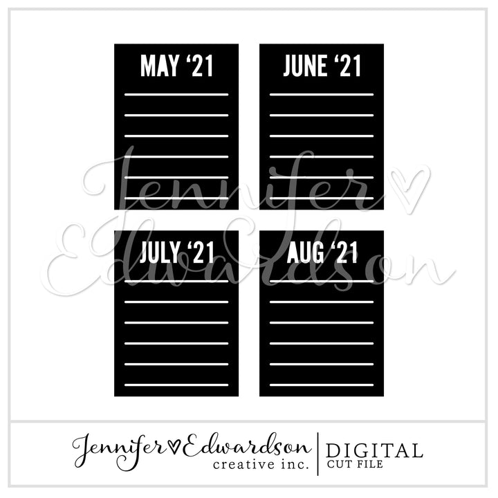 2021 MONTHLY CARDS Cut File