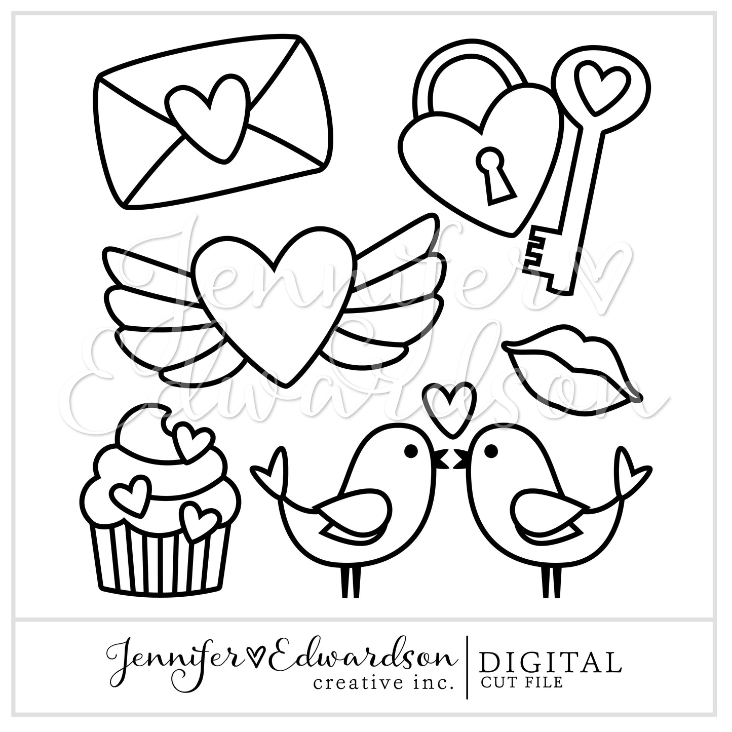 Valentine Icon Cut File Bundle