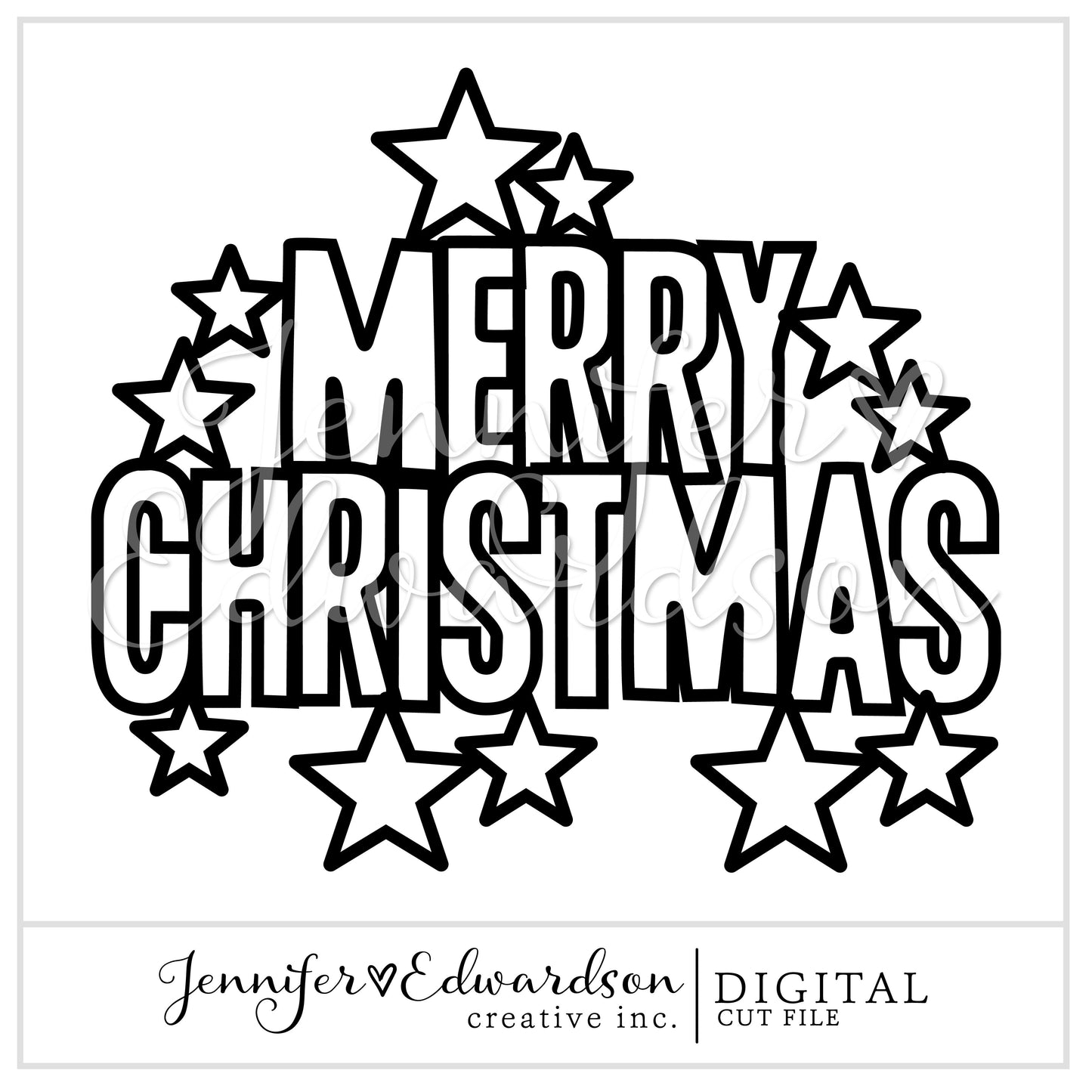MERRY CHRISTMAS (Stars) Cut File