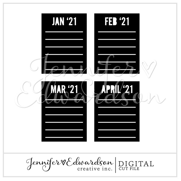 2021 MONTHLY CARDS Cut File
