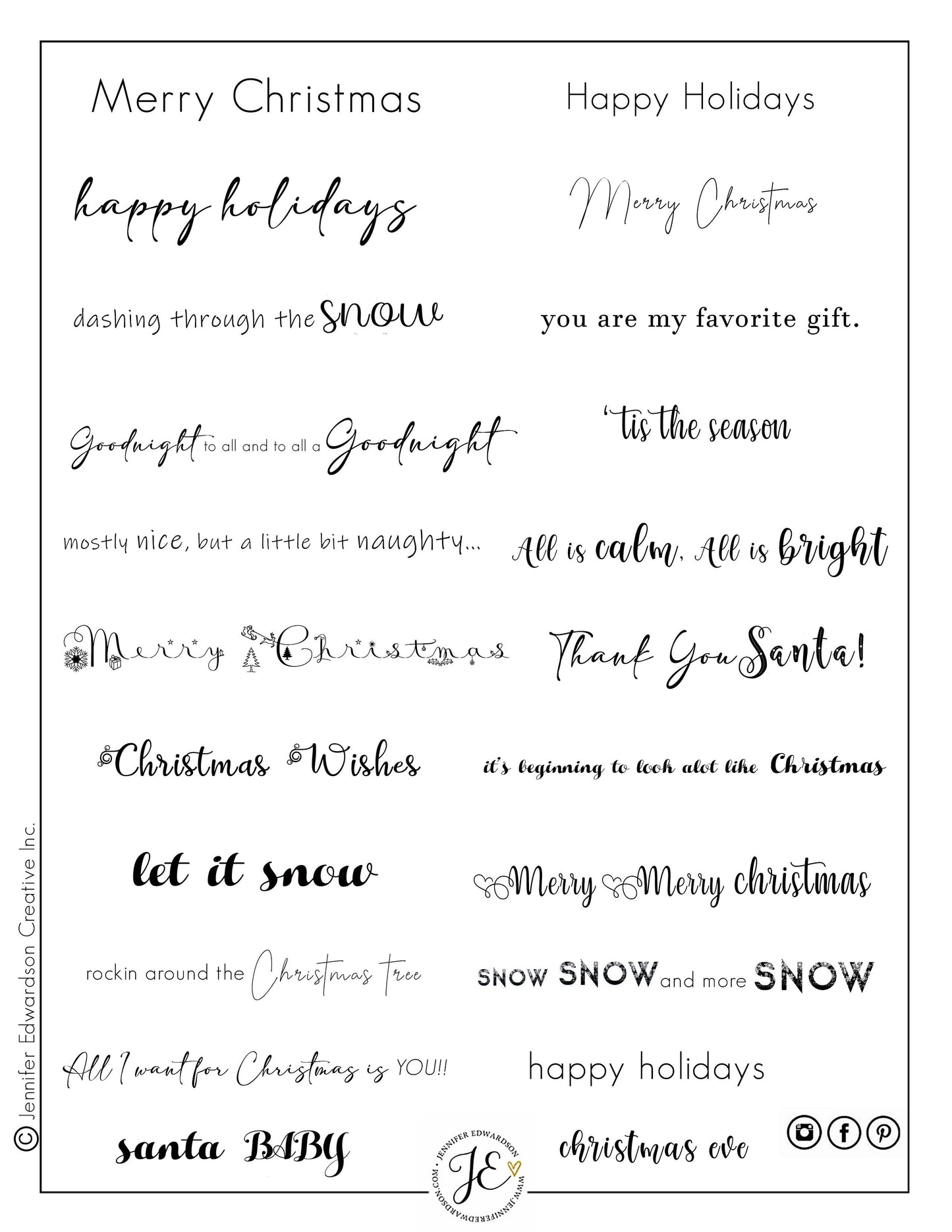 Holiday Phrases  - Blk/Wht