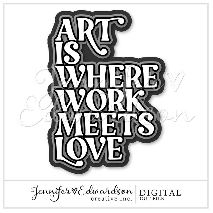 Work Meets Love Layered Cut File Title